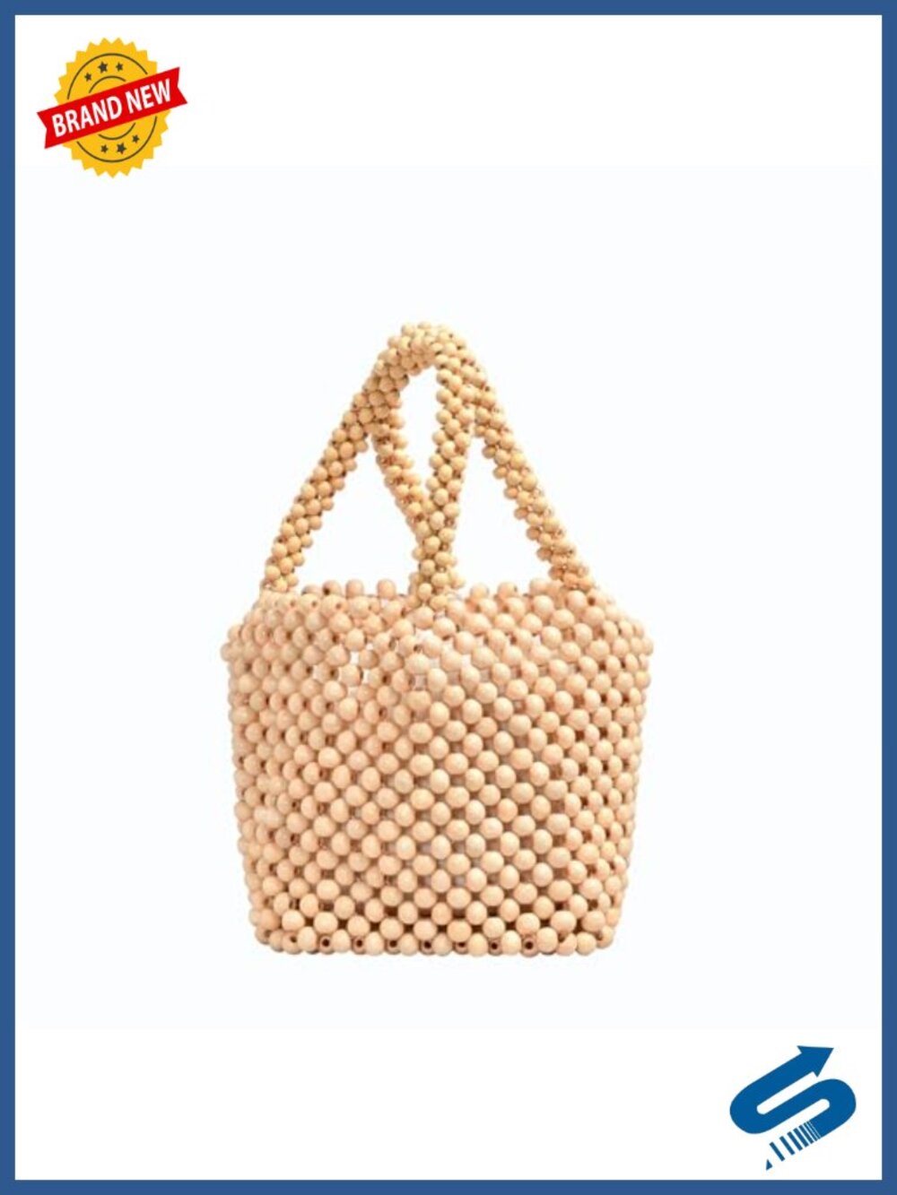 Handmade Wooden Beaded Clutch Small Tote Evening Bag for Party